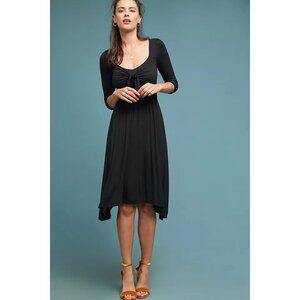 MAEVE ANTHROPOLOGIE forever sweetheart dress black SMALL midi knit stretch